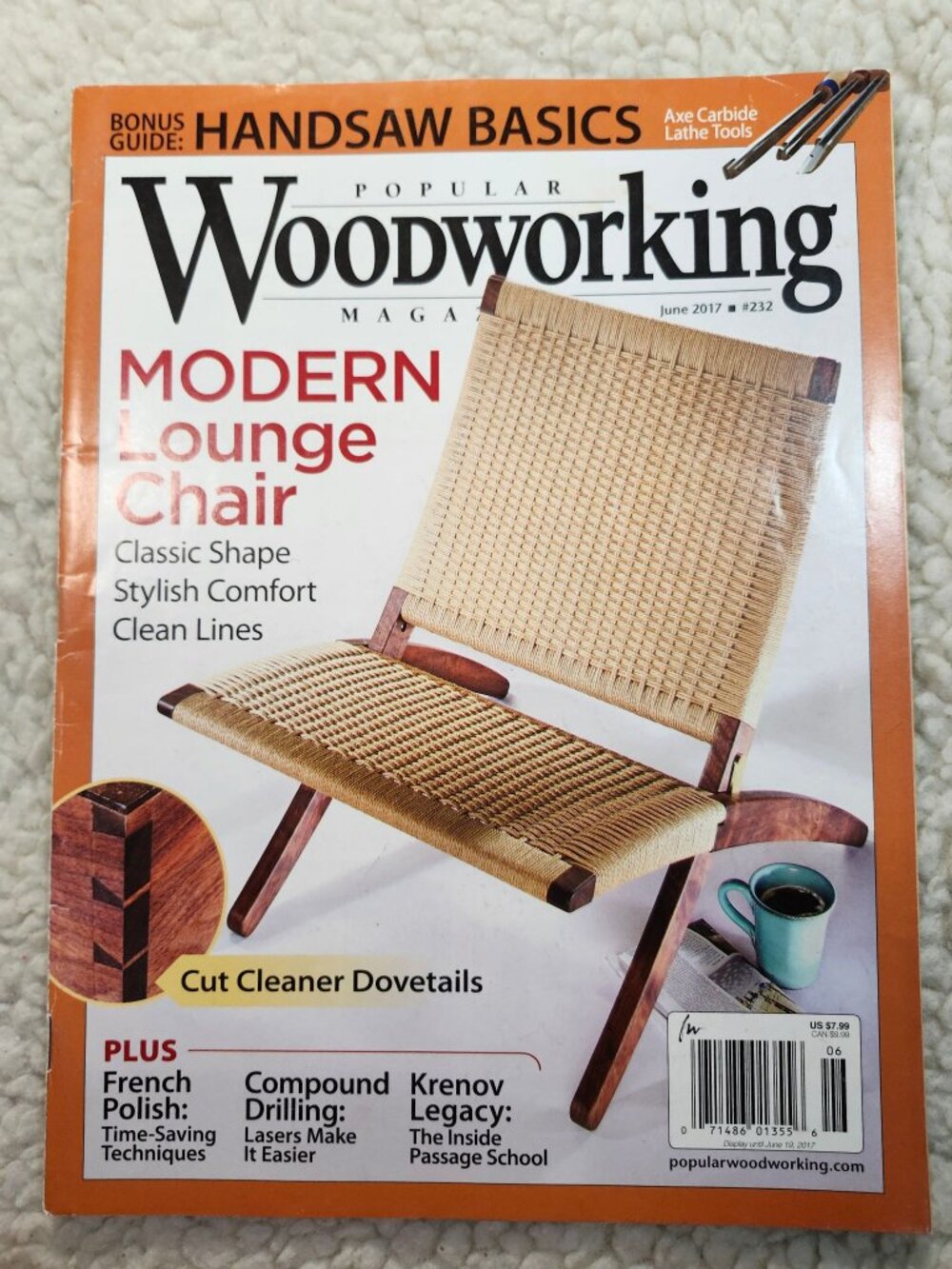 Popular Woodworking Magazine June 2017 #232 Modern Lounge Chair Handsaw Basics